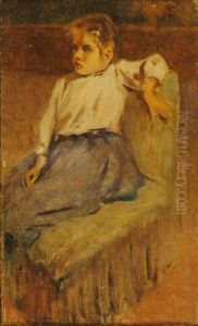 Ragazzina In Posa by Telemaco Signorini