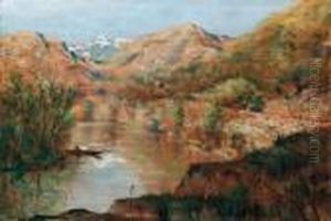 Paesaggio Fluviale Con Profilo Montano - 1895 Ca.