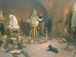 Freitag Carving the Bust of Hevelius