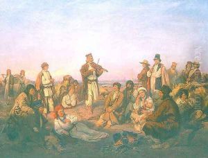 Raftsmen's Camp by the Vistula River by Wilhelm August Stryowski (Stryjowski)