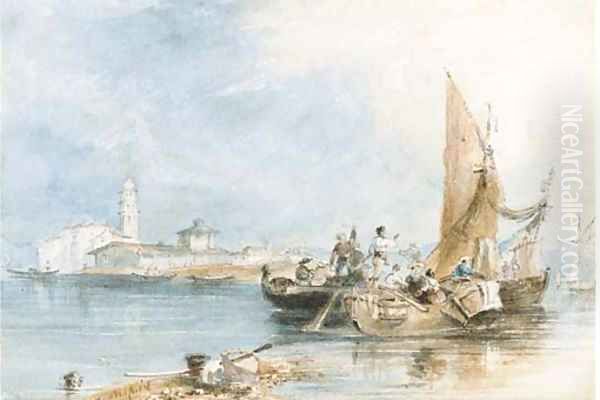 Crowded fishing vessels before Murano, Venice - view 1