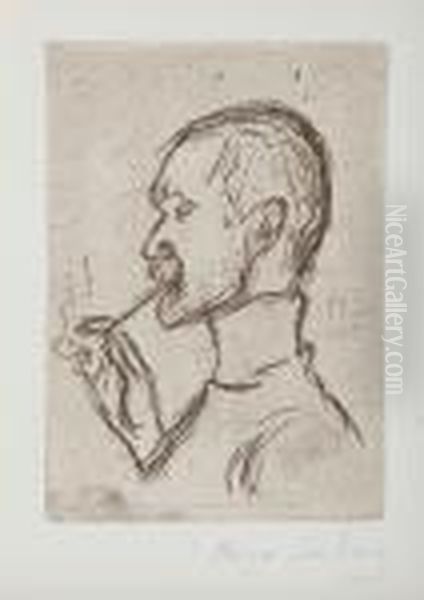 Gallen-kallela With His Pipe - view 1