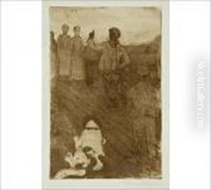 Dance On The Bridge, Line And Aquatint Etching