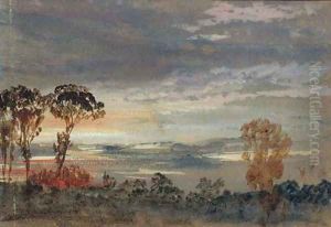 A sunset seen through trees by Clarkson Stanfield