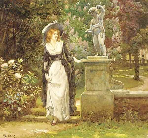 Girl in an ornamental garden - view 1