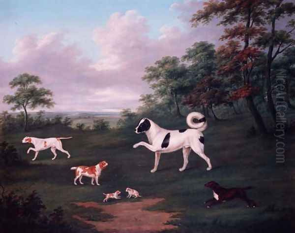 Sporting dogs in a landscape - view 1