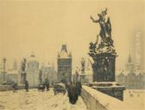 Charles Bridge In Winter - view 1