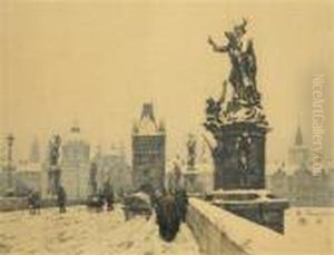 Charles Bridge In Winter by Tavik Frantisek Simon