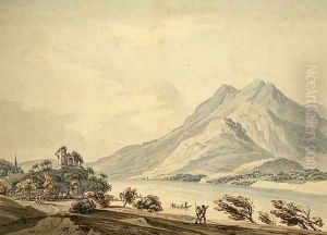 Mountain of Rigi and the Ancient Castle of Hapsbourg on the Lake of Lucerne by Thomas Sunderland
