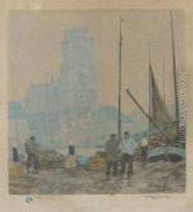 Fishermen In A Port by Tavik Frantisek Simon