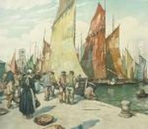 ''boats At Concarneau Brittany'' by Tavik Frantisek Simon