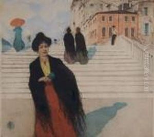 Street Scene And In Venice by Tavik Frantisek Simon
