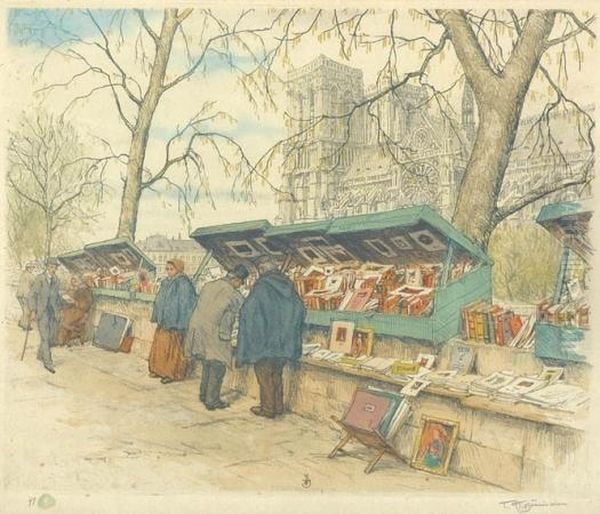 [selling Wares Along The Seine]; Bogainistes, Printemps; Quai De Latournelle - view 1