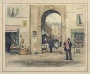 [market Scene]; [street Scene]; [dock Scene With Fishermen];[castle With Bridge] by Tavik Frantisek Simon