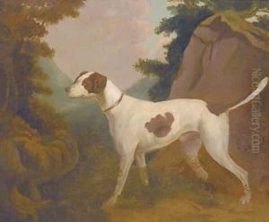 A foxhound in a landscape by George Stubbs