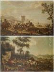 Scene De Batailles ,le Repos Des Militaires by Francesco Simonini