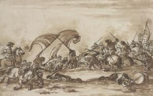 A Battle Scene With Fallen Soldiers Crawling Across Thebattlefield by Francesco Simonini