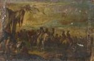 Soldiers On Horseback Passing Through Amilitary Encampment by Francesco Simonini