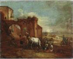 Contadini Presso La Cascina by Francesco Simonini