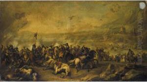 Cavalry Engagement With A Town Beyond by Francesco Simonini