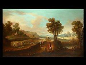 Landschaft Mit Ernteszene Und Figurenstaffage by Francesco Simonini