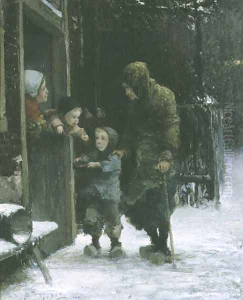 Old Woman and Young Boy Begging - view 1