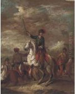 A Cavalry Officer Leading His Men