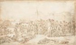 Des Soldats Ramassant Des Blesses Sur Un Champ De Bataille by Francesco Simonini