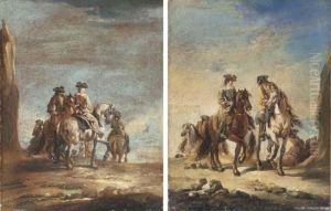 Soldiers In A Rocky Landscape by Francesco Simonini