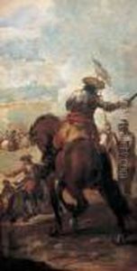 Scena Di Battaglia Con Cavallo E Cavaliere by Francesco Simonini