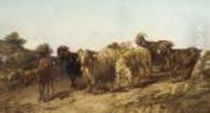 Goats And Sheep In A Rough Terrain by Francesco Simonini