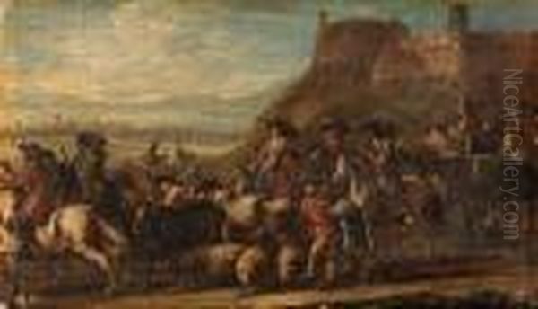 A Cavalry Battle; And Cavalrymen With Prisoners And Cattle - view 1