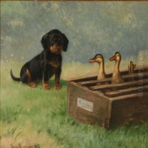 A Dachshund Lookingat Ducks by Simon Simonson