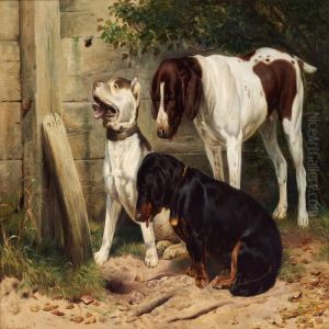 Three Dogs Looking At A Bumble Bee by Simon Simonson