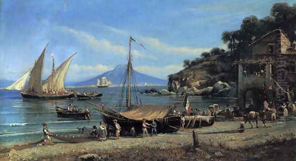 Figures on a beach near Naples - view 1