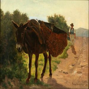 A Farmer And Hesdonkey At Velletri, Italy