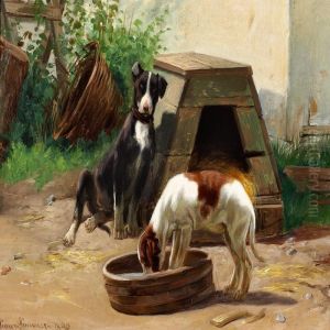 Puppies In A Kennels by Simon Simonson