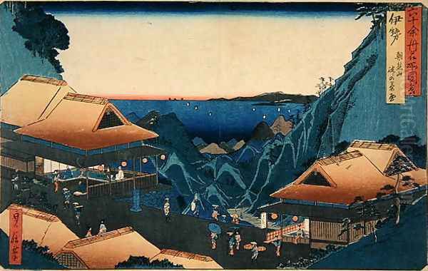 Ise Province Tea Stalls at the Pass on Mt. Asama, from the series Illustrations of Famous Places in the Sixty-Odd Provinces, late 1850s - view 1