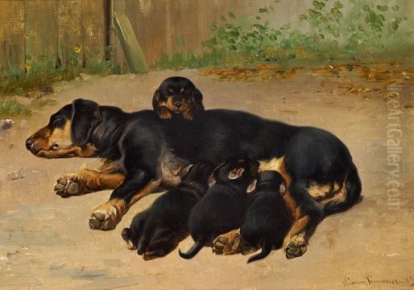 A Dachshund And Her Puppies - view 1
