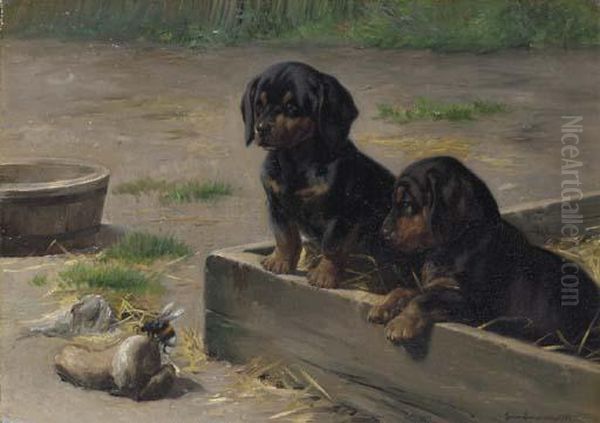 Dachshund Puppies With A Bumblebee - view 1