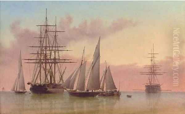Warships and other vessels in a calm - view 1