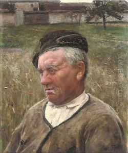 A farmer in a meadow