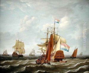 A Dutch Three-Master Amongst other Shipping by Adam Silo