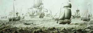 Shipping in Choppy Waters by Adriaen or Abraham Salm