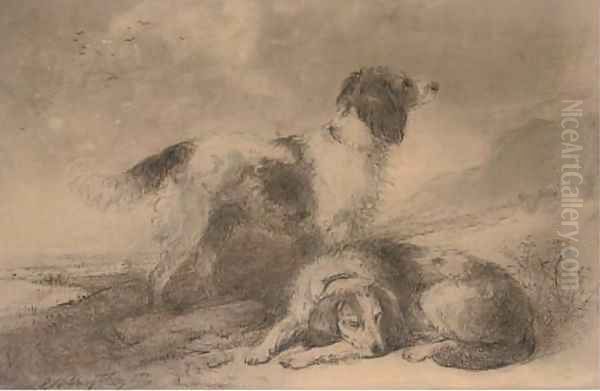 Spaniels on the hill - view 1