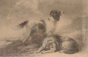 Spaniels on the hill by Edward Robert Smythe