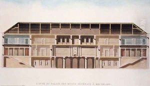 Cross Section of the Palais des Etats Generaux, Brussels, from Choix des Monuments, Edifices et Maisons les plus remarquables du Royaume des Pays-Bas by Pierre Jacques Goetghebuer, published 1827 by Charles Vander Straeten