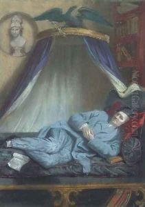 Portrait of John Horne Tooke (1736-1812), small full-length, in a black sleeping hat and blue suit, reclining on a bed by John Raphael Smith