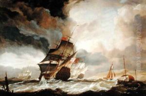 Ships of the Line Beating out to Sea by John Christian Schetky