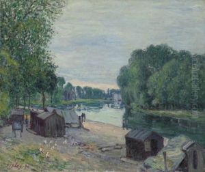 Cabanes Au Bord Du Loing by Alfred Sisley